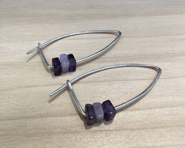 Sterling silver wire with amethyst square beads.