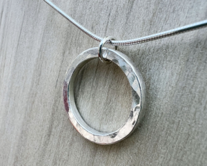 Thick Sterling Silver Circle Pendant on a Sterling Silver Snake Chain